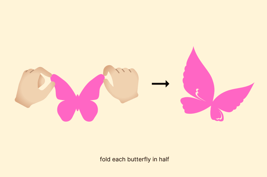 Step 2 fold each butterfly in half