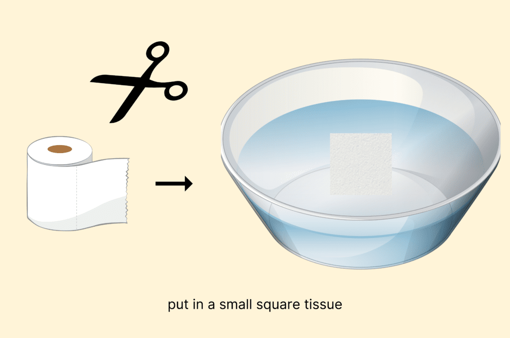 Step 2 put in a small square tissue