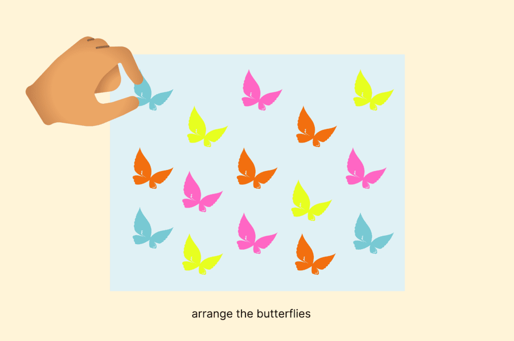 Step 3 arrange the butterflies