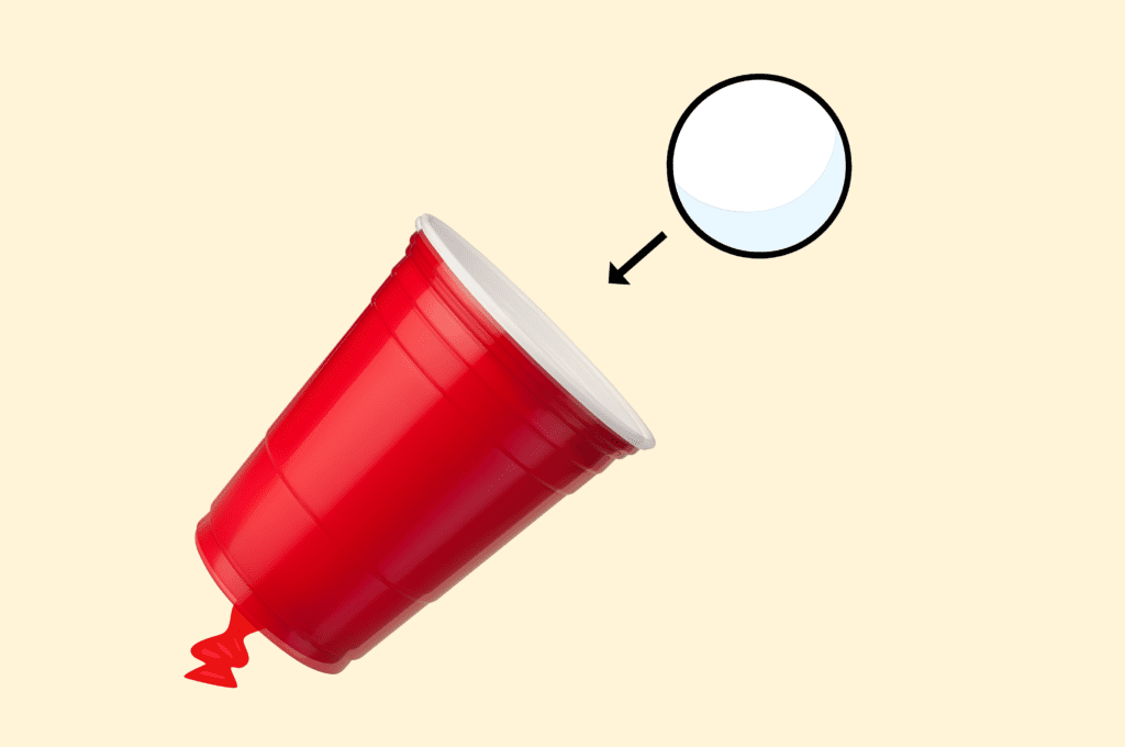 Step 3 place ping pong ball inside the cup