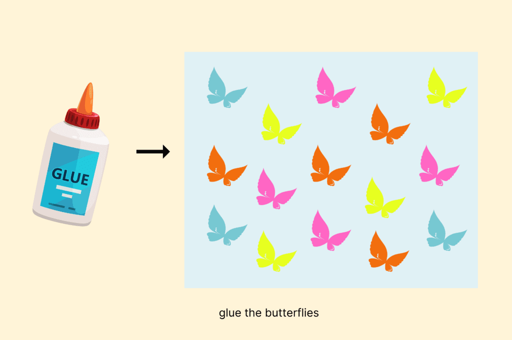 Step 4 glue the butterflies