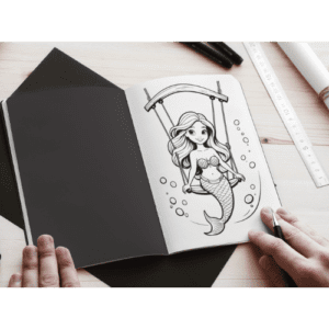 a drawing of a mermaid on a book