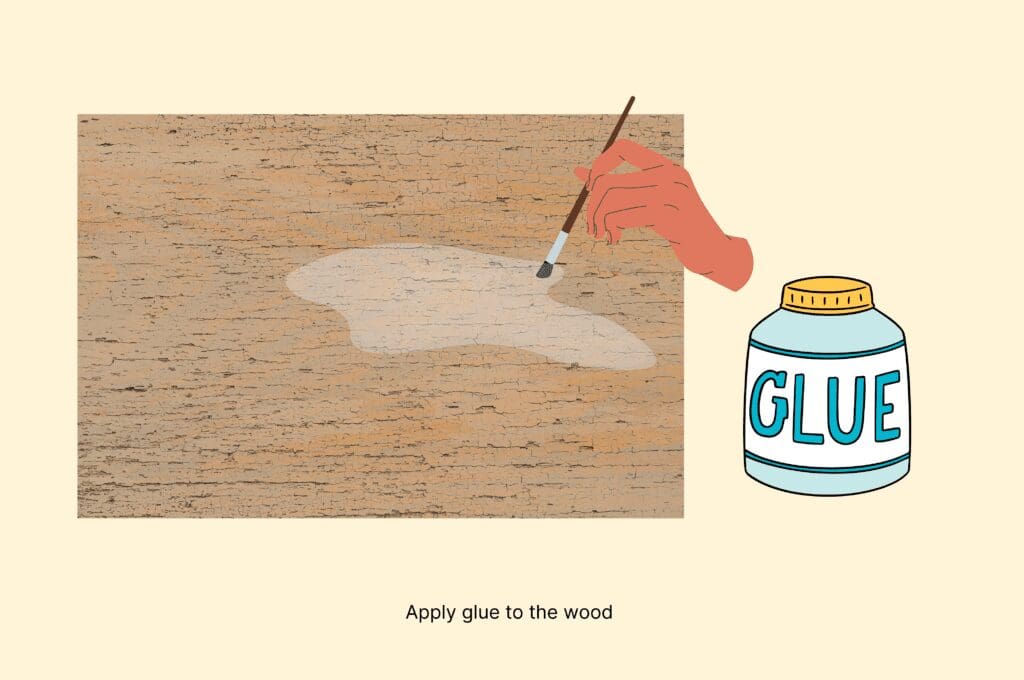 3 apply a thin layer of glue to the wood