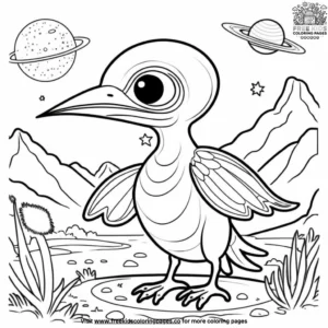 Alien Bird Friend Coloring Pages