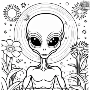 Alien Flower Power Coloring Pages