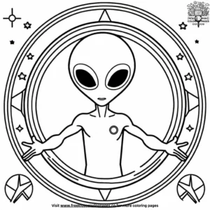 Alien Peace Sign Coloring Pages