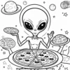 Alien Pizza Party Coloring Pages