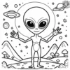 Alien Waving Coloring Pages