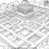 Ancient Temple Maze Coloring Pages