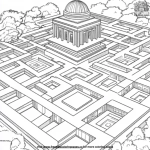 Ancient Temple Maze Coloring Pages