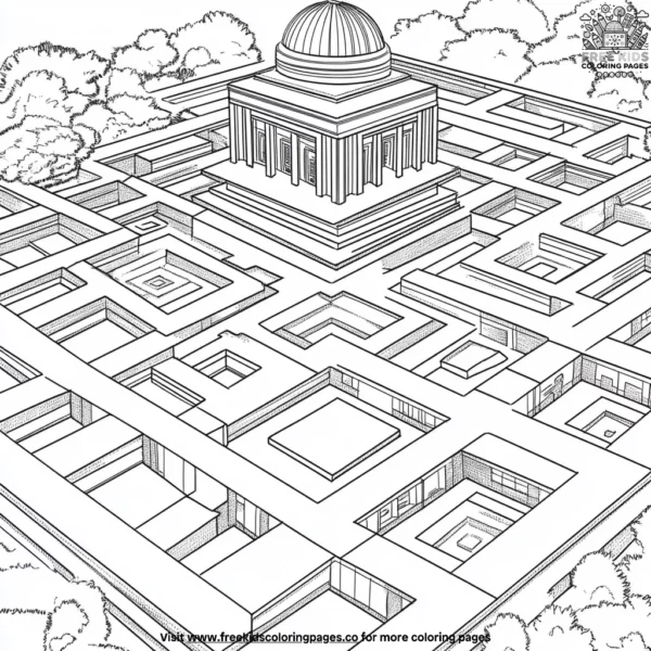 Ancient temple maze coloring pages