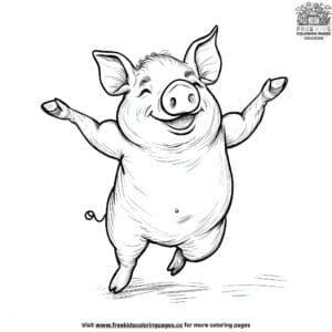 Animation-style Pig Coloring Pages