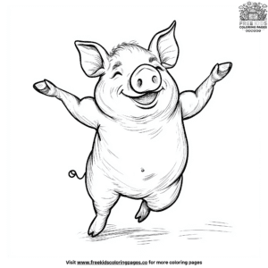 Animation-style pig coloring pages