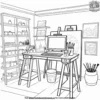 Art Studio Workspace Coloring Pages