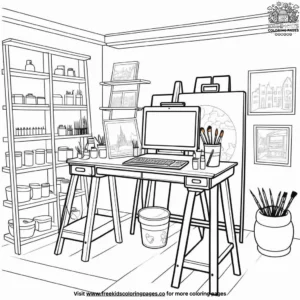 Art Studio Workspace Coloring Pages