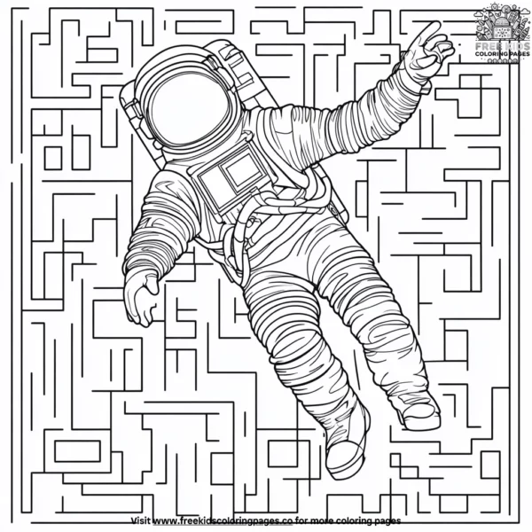 Astronaut maze coloring pages