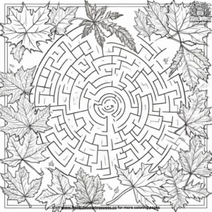 Autumn Leaves Maze Coloring Pages