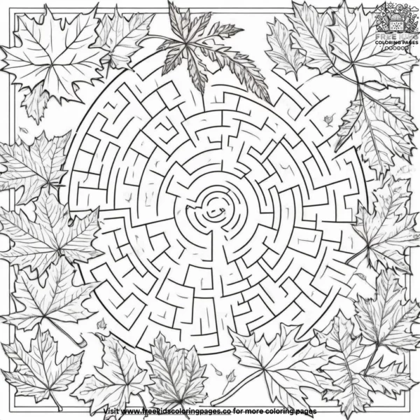 Autumn leaves maze coloring pages