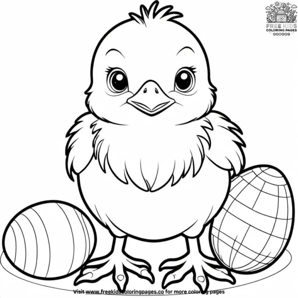 Baby chick on easter morning coloring pages