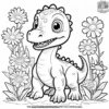 Baby Dinosaur and Flowers Coloring Pages