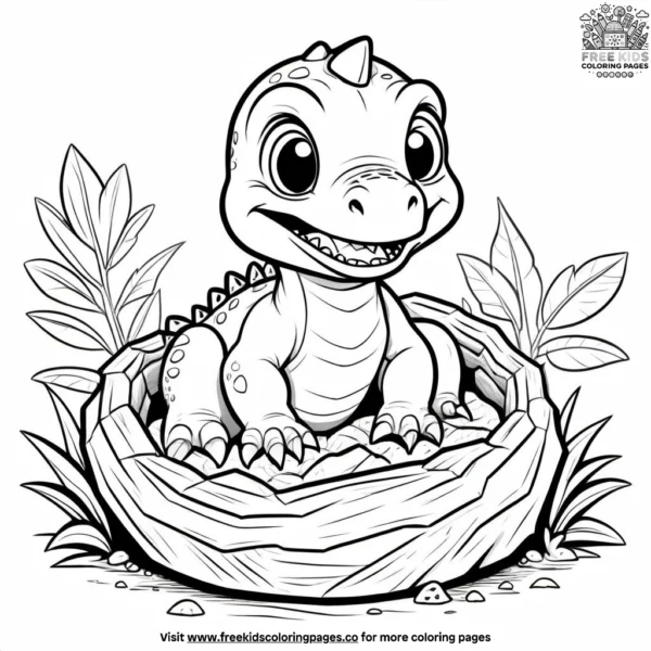 Baby dinosaur in nest coloring pages