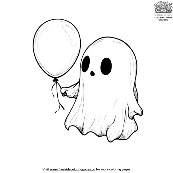 Baby ghost with a balloon coloring pages