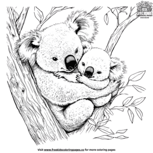 Baby hugging mama koala coloring pages