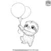 Baby Sloth with Balloons Coloring Pages