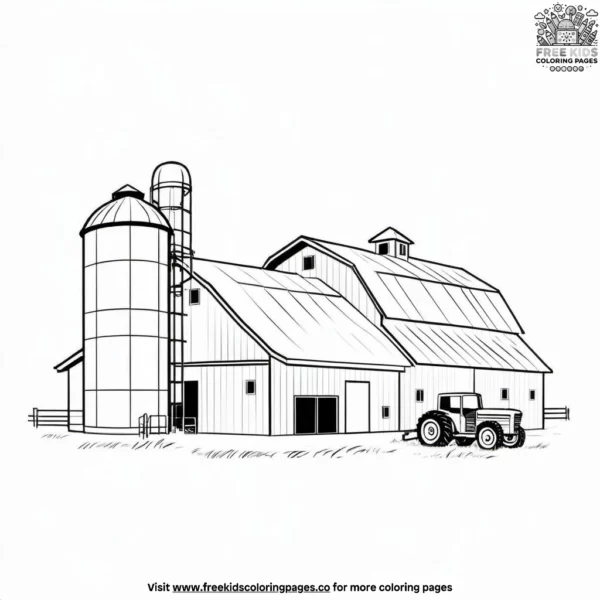 Barn and silo coloring pages