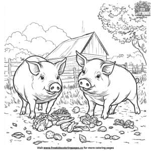 Big Farm Pigs Coloring Pages