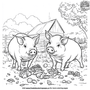 Big farm pigs coloring pages