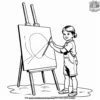 Blank Canvas on Easel Coloring Pages