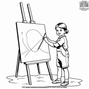 Blank Canvas on Easel Coloring Pages