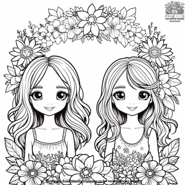 Blooming bestie coloring pages