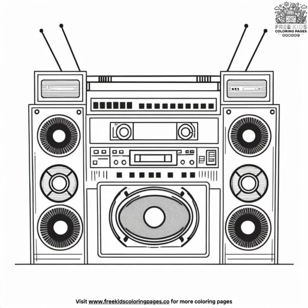 Boom box beats coloring pages