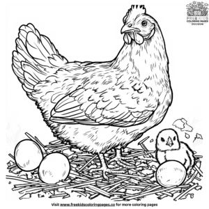 Brooding hen coloring pages