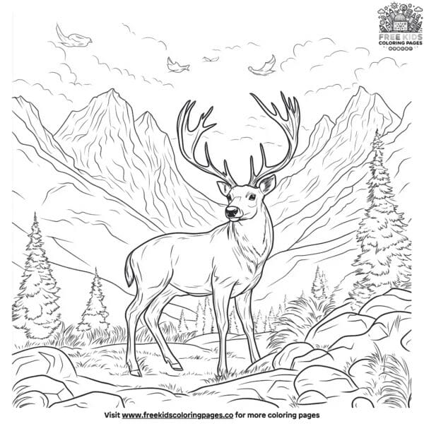 Buck in the mountains coloring pages