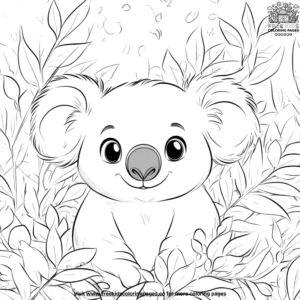 Bunch of leaves koala coloring pages