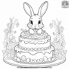 Bunny Decorating Easter Cake Coloring Pages