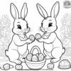 Bunny Sharing Easter Sweets Coloring Pages