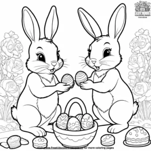 Bunny Sharing Easter Sweets Coloring Pages