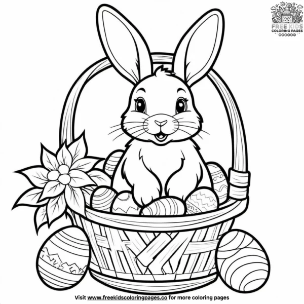 Bunny and easter basket coloring pages