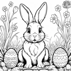 Bunny in Easter Egg Patch Coloring Pages