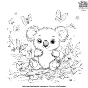 Butterfly Friends Koala Coloring Pages