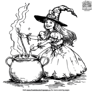 Cauldron Party Witch Coloring Pages