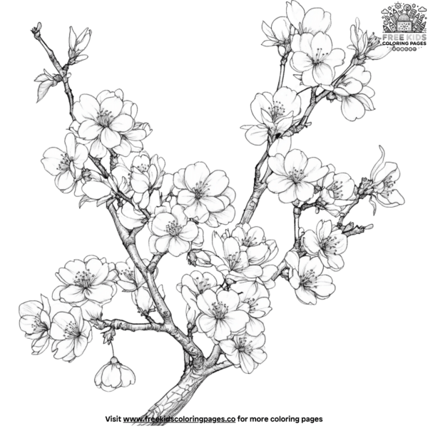 Cherry blossom tree coloring pages