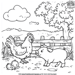 Chicken and friends coloring pages