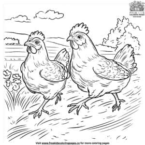 Chicken Race Coloring Pages