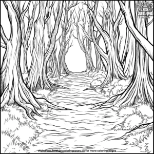 Chilling Forest Path Coloring Pages