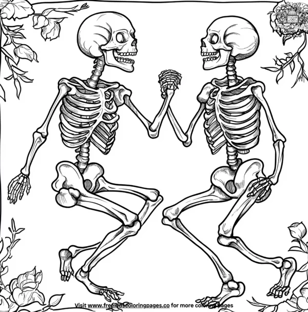 Chilling halloween dance coloring pages